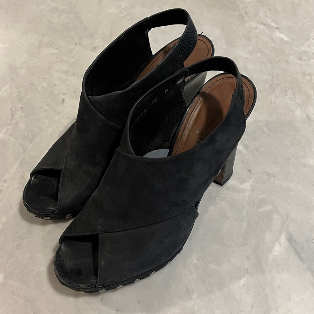 Donald J. Pliner Jagger Black Suede Block Heel Shoes 10
